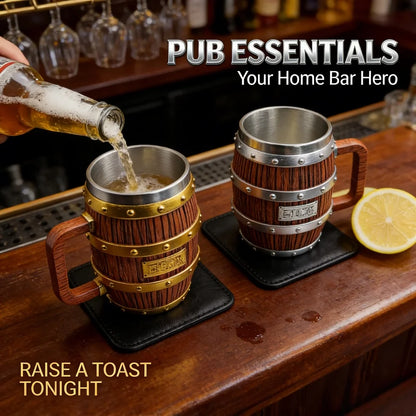 1:1 Luffy Zoro Beer Barrel Cup Resin Statue Stainless Steel Mug Medieval Tavern Wood Imitation Barrel Tankard Beer Mug Fan Gift