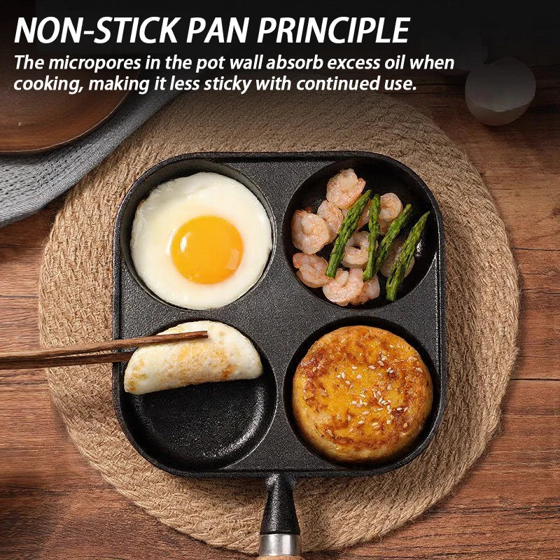 4-Hole Egg Frying Pan Nonstick Cookware Pans Omelet Pan Frying Pot Suitable For Gas Stove Induction Cooker