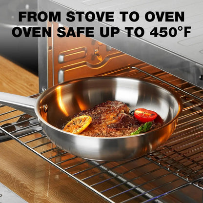 KOCH SYSTEME CS 8inch Frying Pan Stainless Steel Pan for Professional Cooking Uncoated Steak Frying pan omelette pan Induction