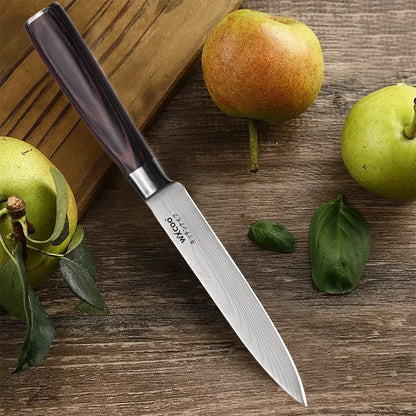 WXCOO Professional Chef Knife Damascus Japanese Stainless Steel Kitchen Boning Knives Set with Roll Canvas Bag
