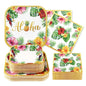 Christmas Hawaiian Party Decorations Aloha Tropical Christmas Hibiscus Floral Luau Plates and Napkins Palm Leaf Tableware Sets f