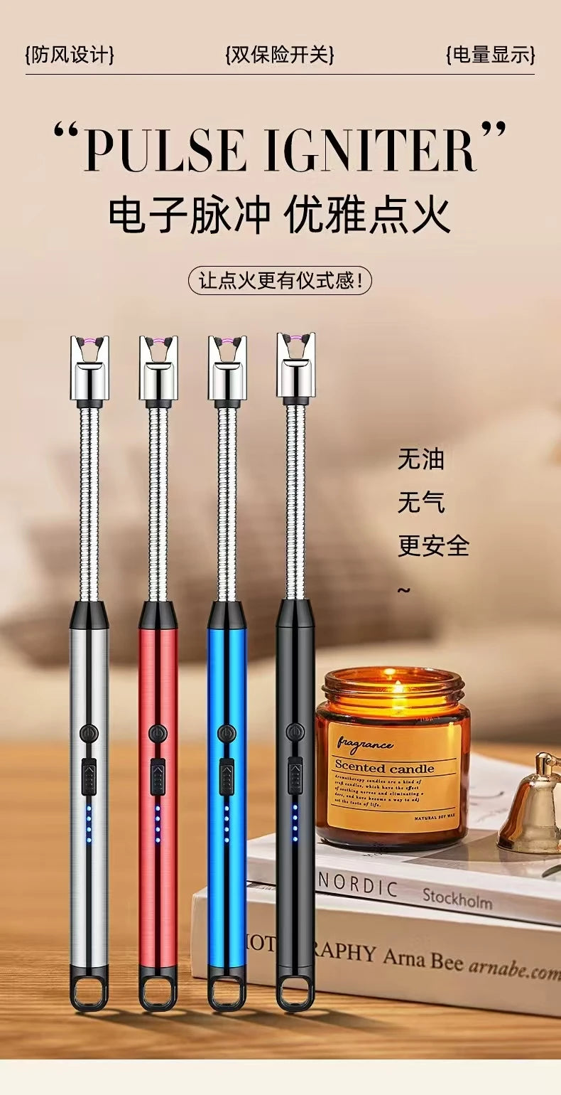 Kitchen USB Electric Arc Lighter Rechargeable Windproof BBQ Flameless Plasma Candle Long Lighters Hose Gas Stove Ignition Gun