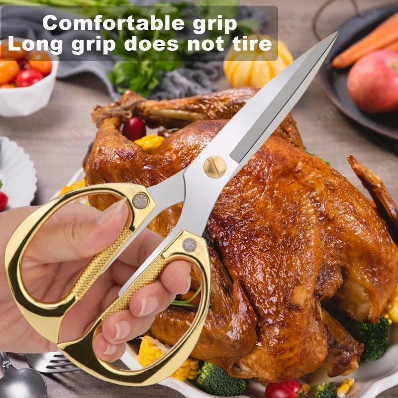 NEW Extended Kitchen Scissors Stainless Steel Chicken Bone Scissors Multi-functional BBQ Meat Cutting Scissor Knife for Kitchen