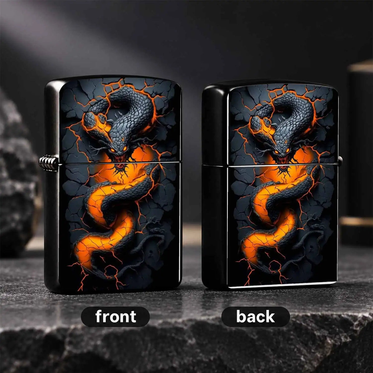 Lava Glow Serpent Pattern Lighter, Cool Cracked Magma Snake Design Portable Igniter, Stylish Dark Aesthetic Accessory For Daily Use, Party, Outdoor Camping, Gifting To Friends And Family, Unique Eye-Catching Decorative Practi