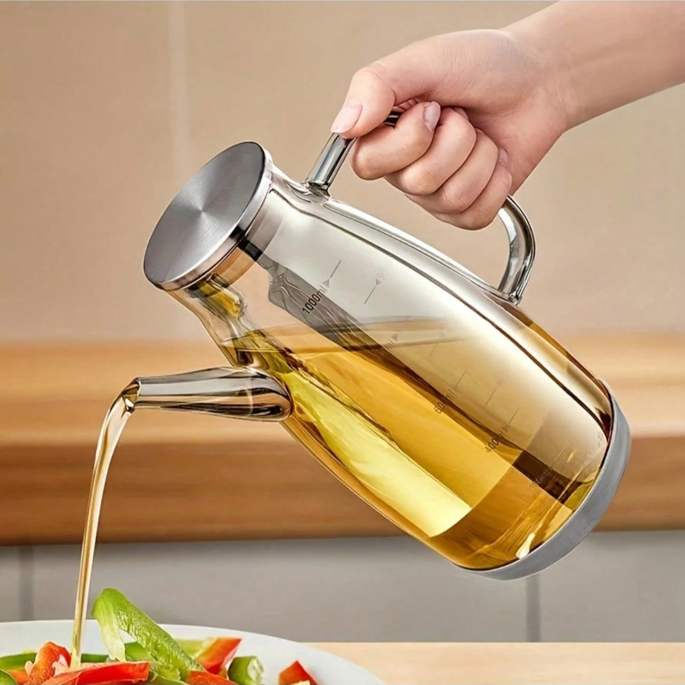 Borosilicate Glass Fuel Pumps - High-Temperature Durable, Leak-Proof Kitchen Glass Oil Bottles with Non-Drip Spouts