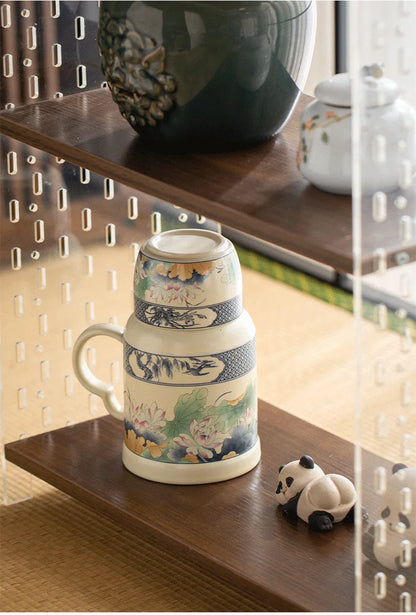 650ml Lotus Pond Moonlight Ceramic Water Jug Heat Insulation Water Kettle Carafe Hot and Cold Water Pitcher Teaware Accessories