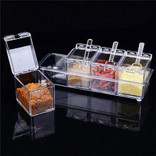 1PC Kitchen Spice Pot 4 Transparent Seasoning Boxes Storage Containers Seasoning Cans Acrylic Seasoning Boxes With Lids Spoons