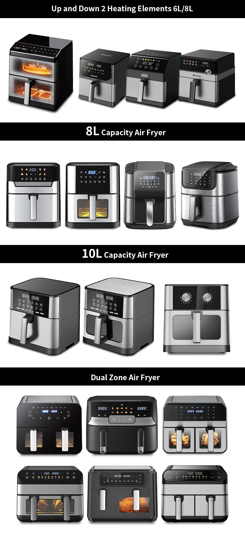 2026 New Model Multi-functionalFactory Smart 5.5L 6.5 L Digital Air Fryer No Oil Healthy Non Stick Air Fryer