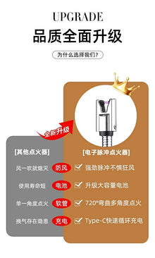 Kitchen USB Electric Arc Lighter Rechargeable Windproof BBQ Flameless Plasma Candle Long Lighters Hose Gas Stove Ignition Gun