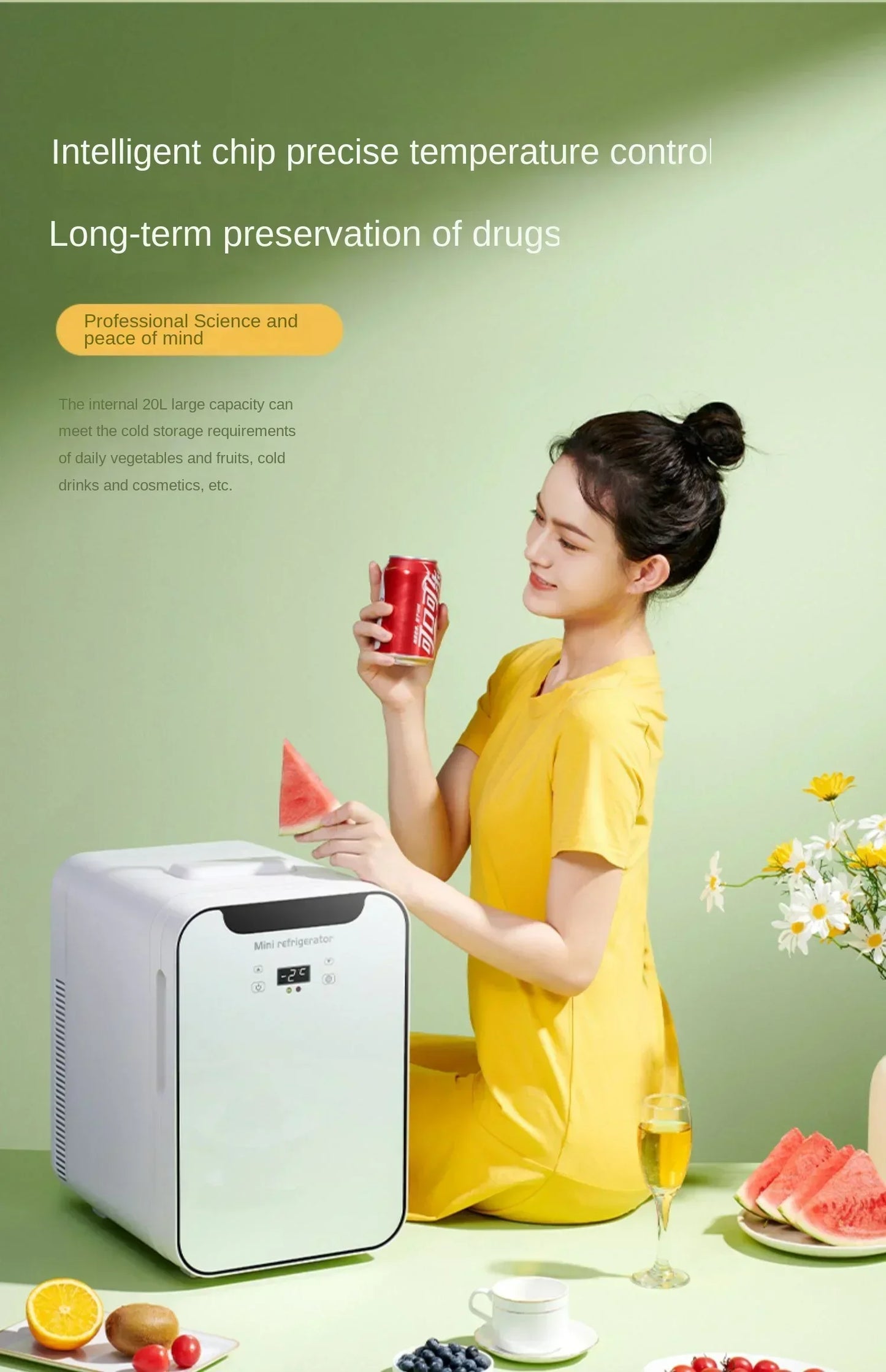 220V Mini Refrigerator Small Household Dormitory Car Mounted Refrigerator Mini Student Refrigeration Single Person Small  HCB1