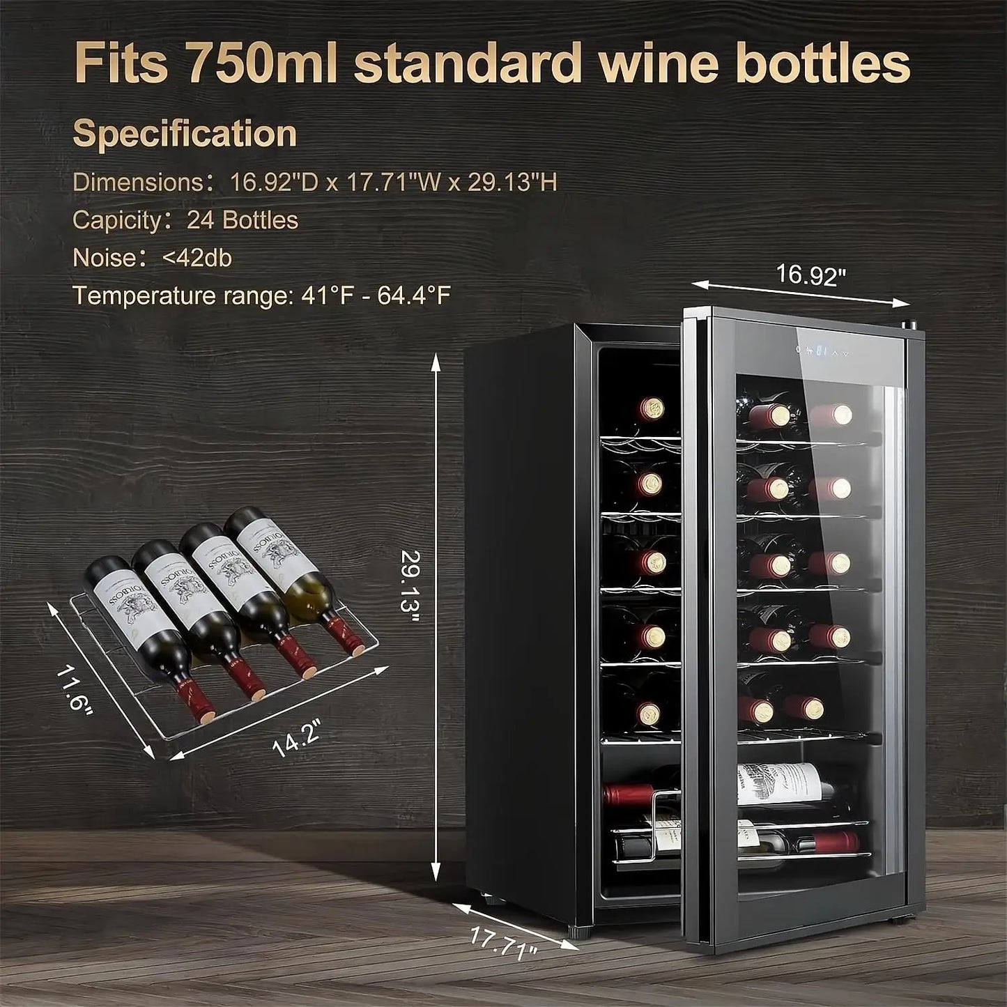 24 Bottle Built in Cooler Cabinet Stainless Steel Electric Freestanding Wine Refrigerators for Household