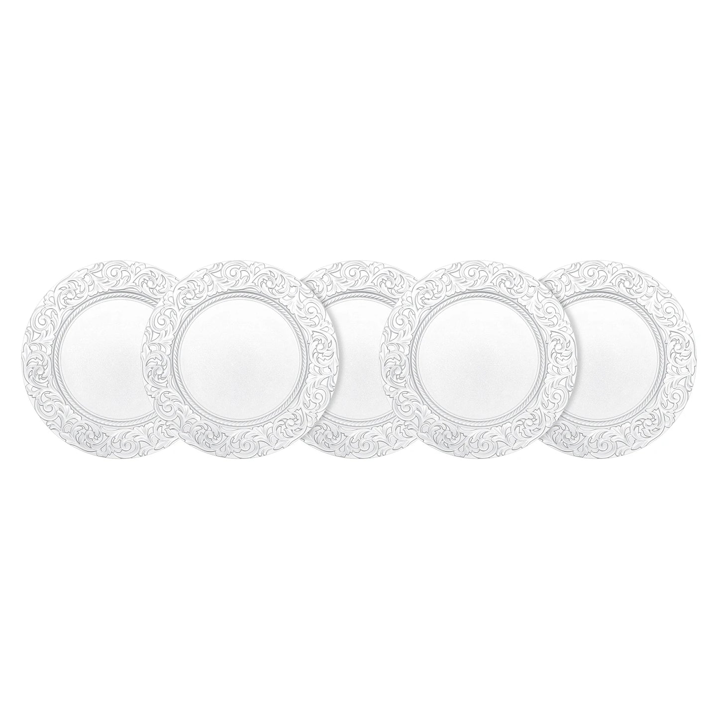 100 Pcs Silver Round Charger Plates Set, Reusable Serving Plates Disposable Platters for Wedding Party Banquets Picnics