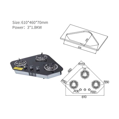 New Product Yahct RV Gas Stove 2/3 Burner Cooktop Combo Built-in L.P.G Gas Electric Ignition SMART VOLUME With BIG POWER GR-B003