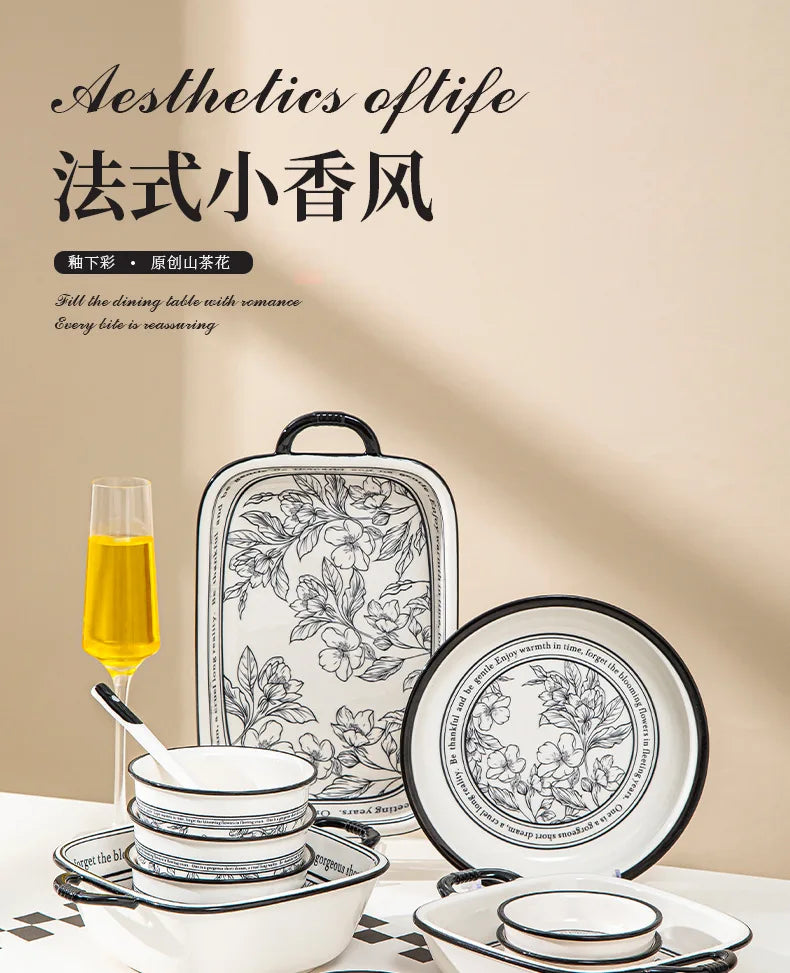 Underglaze Color, Ceramic Tableware, Gift Box Set, Dishes, Soup Bowls, Combination Package.