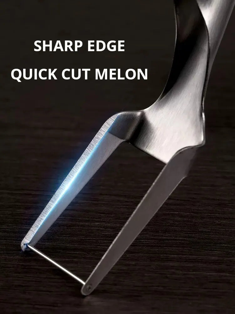 1pc Multi-purpose Portable 2In1 Watermelon Fork Slicer Watermelon Slicer Cutter Knife Stainless Steel Kitchen Fruit Cutting Fork