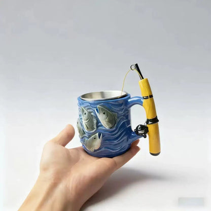 New Artistic Resin Inner Cup Fishing Lover's Dream Mug Fun Personalized Gift For Friends Kitchen Dining Bar Drinkware