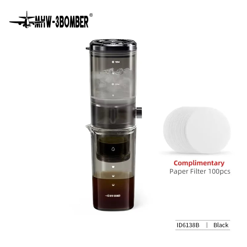 MHW-3BOMBER Iced Coffee Maker 400ml Cold Brewer Portable Cold Brewing Coffee Kettle Glass Coffee Pitcher Summer Camping Tools