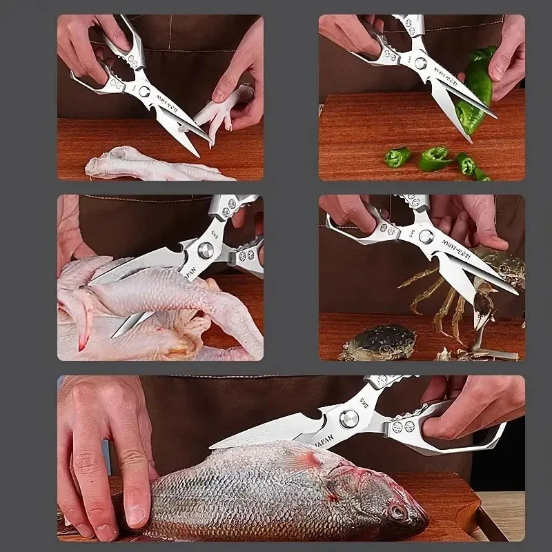 Multi-Purpose Shears kitchen Scissors Food hicken Bone Scissors SK5 Stainless Steel Fish Vegetable Meat Cutting Scissors Cooking