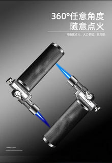 HONEST Double Flame Welding Gun Gas Torch Lighter Safety Lock Switch Jet Fire Open Fire Switching BBQ Kitchen Cigar Lighters