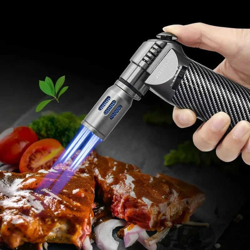 JOBON Four Flames High Power Welding Gun Turbine Butane Gas Torch Lighter Safety Lock Switch Outdoor BBQ Kitchen Cigar Lighters