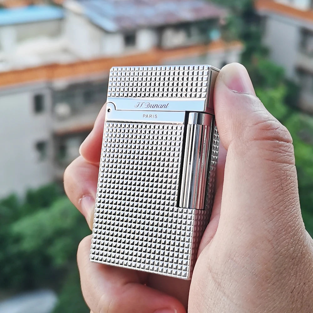 JT.Dunant Lighter Ding Sound Brass Metal Refillable Butane Cigar Cigarette Lighters Fuel Men Smoking Accessory