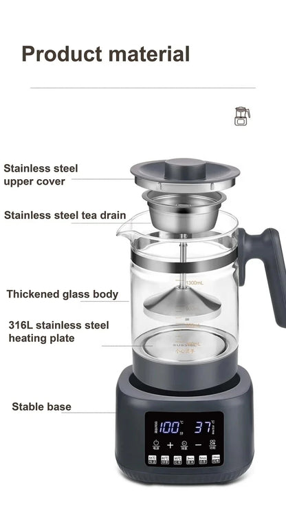 1.3L Electric Kettle With Filter Smart Health Pot Office Temperature Control Glass Flower Teapot Home Tea Maker Auto Thermos