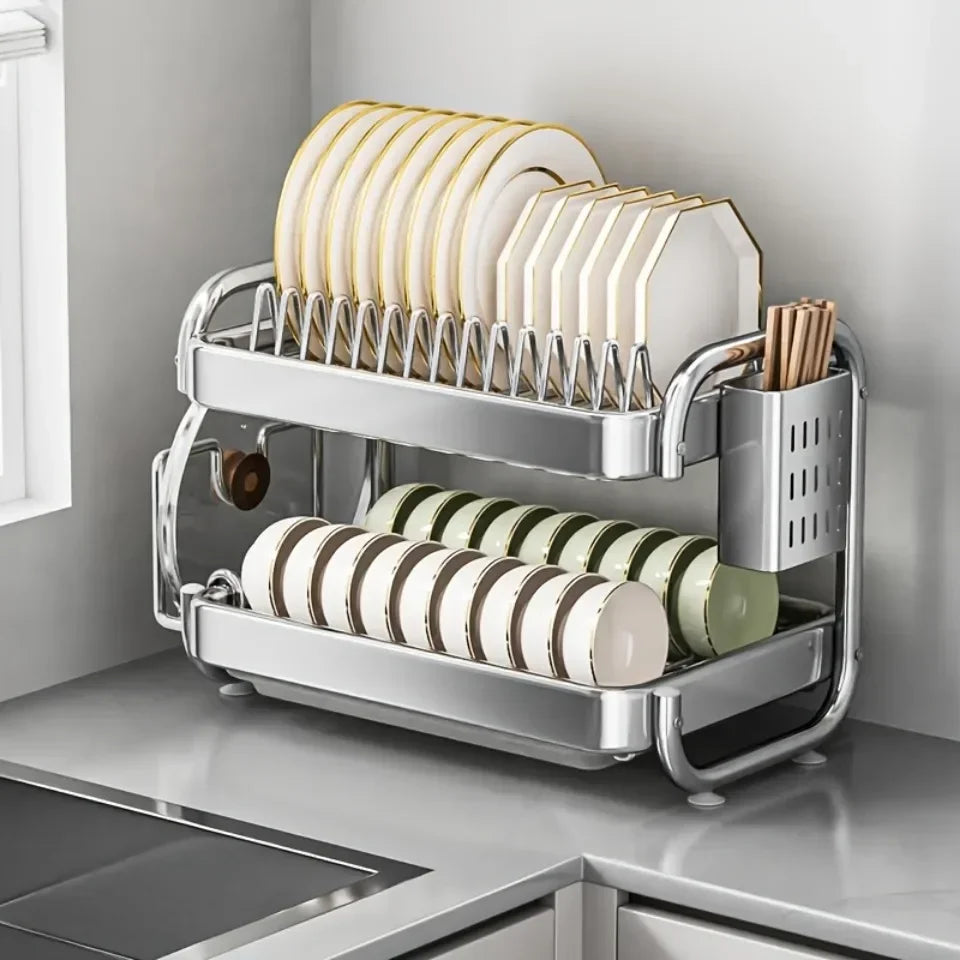 New C Type Dish Drying Rack 304 Stainless Steel Rustproof Kitchen Organizer Rack Bowl Drain Rack Kitchen Storage Shelf