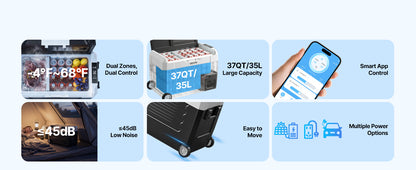 SucceBuy 35L 45L 55L Portable Foldable Handle Car Refrigerator with Wheel -4°F to 68°F Truck Refrigerator with APP Control Compressor Freezer for Camping Picnics Car Home Traval
