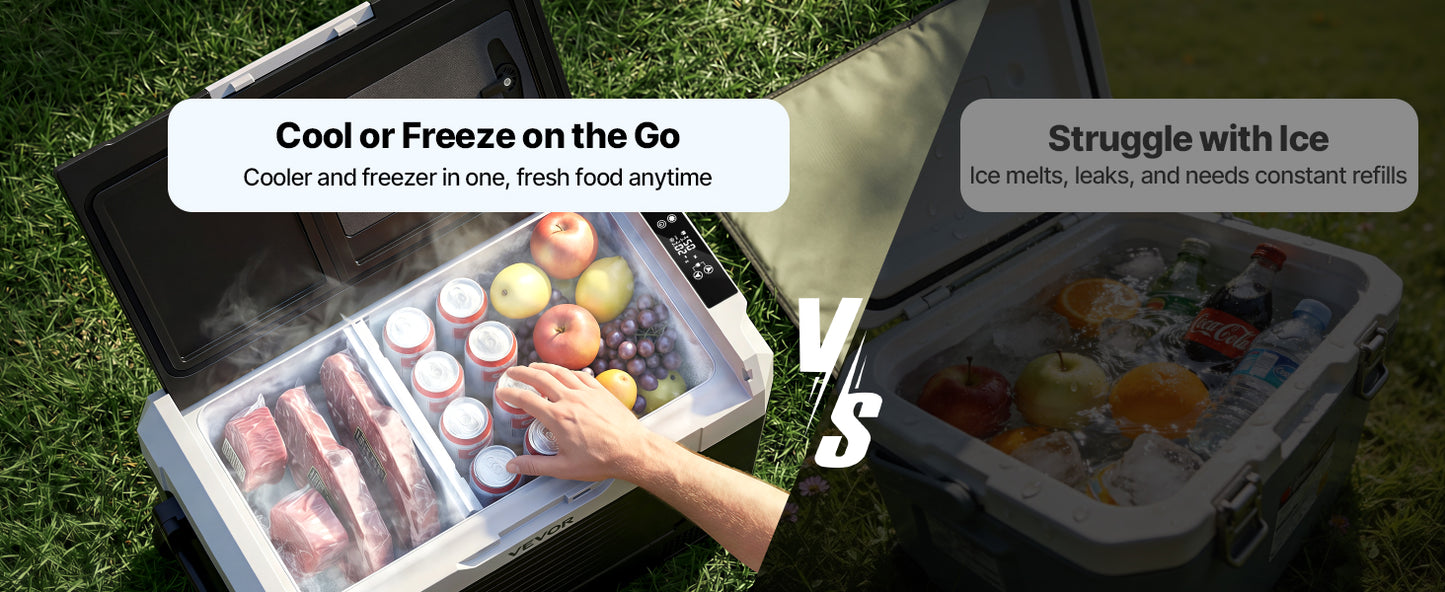SucceBuy 35L 45L 55L Portable Foldable Handle Car Refrigerator with Wheel -4°F to 68°F Truck Refrigerator with APP Control Compressor Freezer for Camping Picnics Car Home Traval