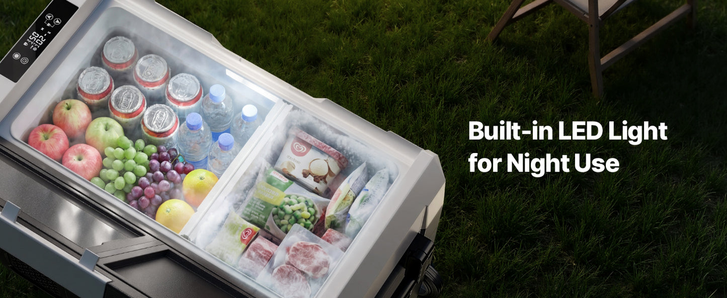 SucceBuy 35L 45L 55L Portable Foldable Handle Car Refrigerator with Wheel -4°F to 68°F Truck Refrigerator with APP Control Compressor Freezer for Camping Picnics Car Home Traval