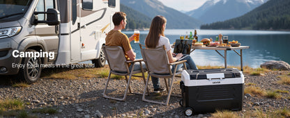 SucceBuy 35L 45L 55L Portable Foldable Handle Car Refrigerator with Wheel -4°F to 68°F Truck Refrigerator with APP Control Compressor Freezer for Camping Picnics Car Home Traval