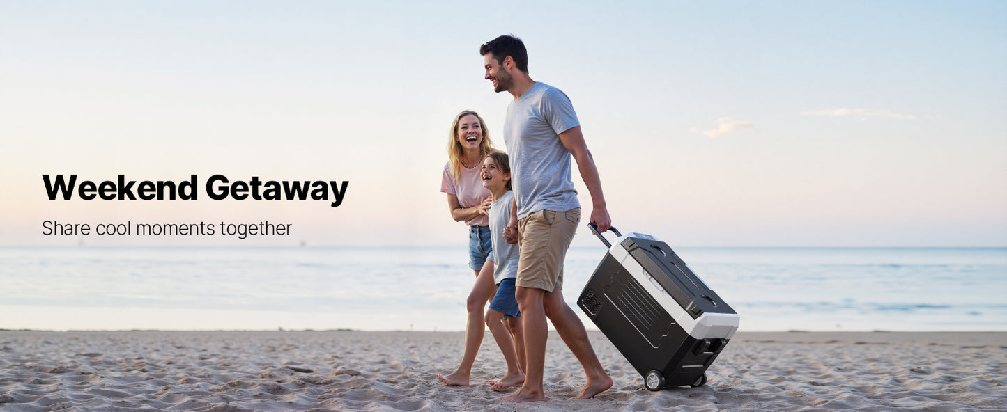SucceBuy 35L 45L 55L Portable Foldable Handle Car Refrigerator with Wheel -4°F to 68°F Truck Refrigerator with APP Control Compressor Freezer for Camping Picnics Car Home Traval