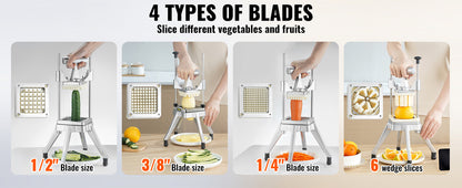 SucceBuy Commercial Vegetable Fruit Dicer Cutter Potato Slicer Chopper 4 Blades & Tray Manual Cutting Machine home appliance