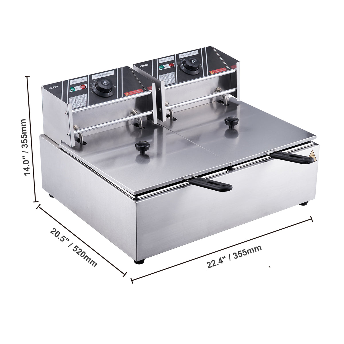 SucceBuy  12L Electric Deep Fryer w/Dual Removable Tanks Commercial Countertop  Fryer for Chicken French Fries Frying Chips