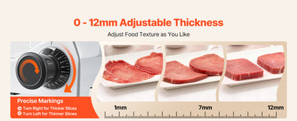 SucceBuy 10" 240W Commercial Meat Slicer w/ Carbon Steel Blade Built-In Sharpener & 0-0.47" Adjustable Thickness for Frozen Meat