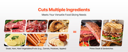 SucceBuy 10" 240W Commercial Meat Slicer w/ Carbon Steel Blade Built-In Sharpener & 0-0.47" Adjustable Thickness for Frozen Meat