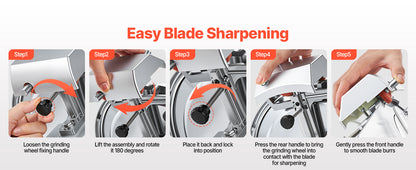 SucceBuy 10" 240W Commercial Meat Slicer w/ Carbon Steel Blade Built-In Sharpener & 0-0.47" Adjustable Thickness for Frozen Meat