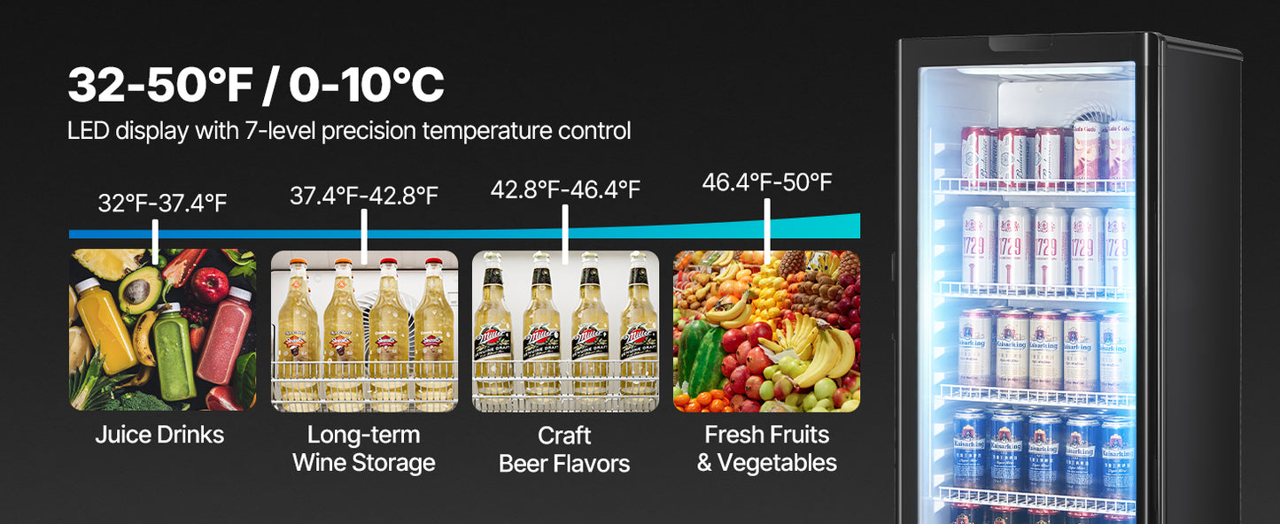 SucceBuy Commercial Merchandiser Refrigerator Glass Door Display Refrigerator Beverage Refrigerator Cooler Merchandiser