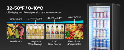 SucceBuy Commercial Merchandiser Refrigerator Glass Door Display Refrigerator Beverage Refrigerator Cooler Merchandiser