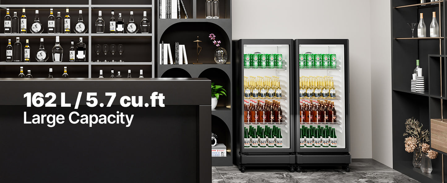 SucceBuy Commercial Merchandiser Refrigerator Glass Door Display Refrigerator Beverage Refrigerator Cooler Merchandiser
