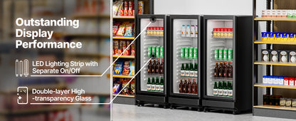 SucceBuy Commercial Merchandiser Refrigerator Glass Door Display Refrigerator Beverage Refrigerator Cooler Merchandiser
