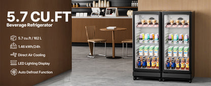 SucceBuy Commercial Merchandiser Refrigerator Glass Door Display Refrigerator Beverage Refrigerator Cooler Merchandiser
