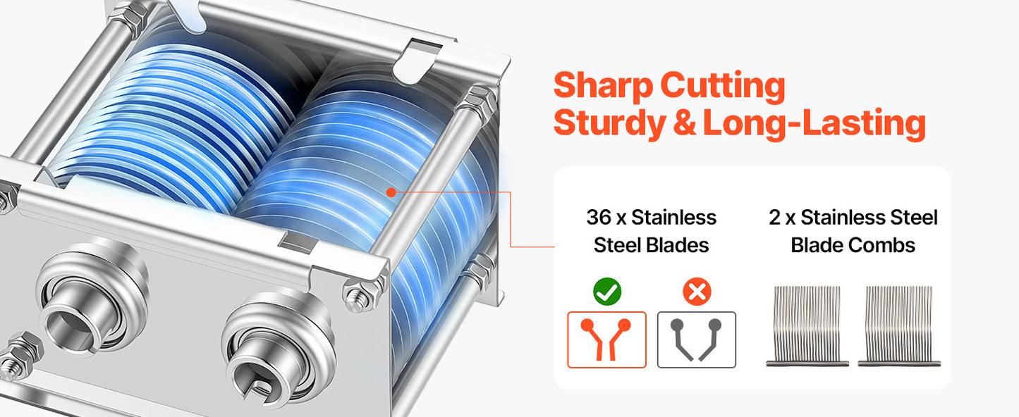 SucceBuy Meat Cutting Machine 850 W Commercial Slicer 5 mm Stainless Steel Blade Shredder for Boneless Meat Vegetables Kitchen