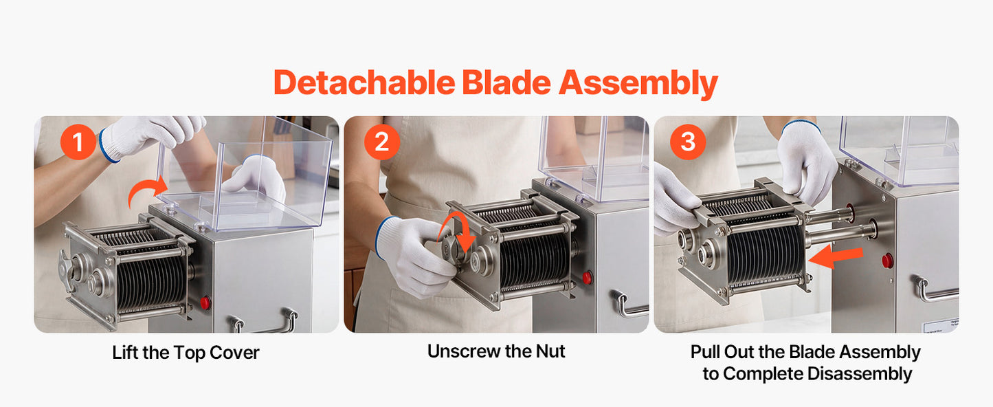 SucceBuy Meat Cutting Machine 850 W Commercial Slicer 5 mm Stainless Steel Blade Shredder for Boneless Meat Vegetables Kitchen
