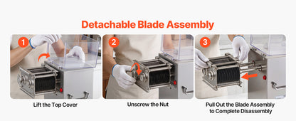 SucceBuy Meat Cutting Machine 850 W Commercial Slicer 5 mm Stainless Steel Blade Shredder for Boneless Meat Vegetables Kitchen
