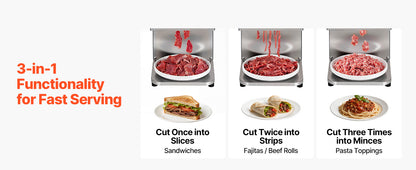 SucceBuy Meat Cutting Machine 850 W Commercial Slicer 5 mm Stainless Steel Blade Shredder for Boneless Meat Vegetables Kitchen