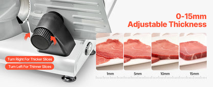 SucceBuy Meat Slicer 150/180/200W Electric Deli Slicer Machine with Blade 0-0.6 inch Adjustable Thickness for Meat Baguett Steak