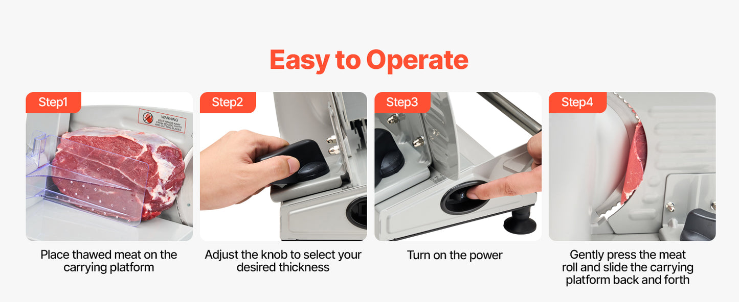 SucceBuy 6.7-8.7inch Meat Slicer Electric Deli Slicer Machine with two SUS420 Blades Food-Slicer for Meat Ham Baguett, Steak