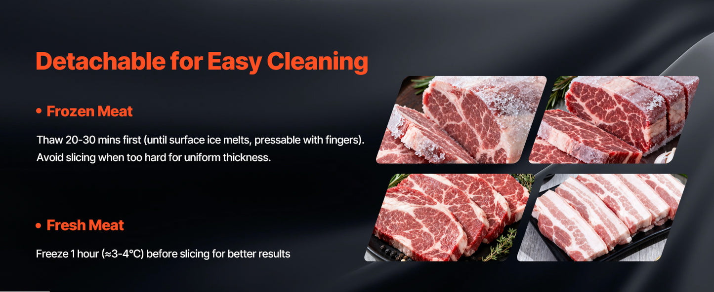 SucceBuy Commercial Meat Slicer 10 inch 320W Food-Slicer with SUS420 Blade 0-0.4 inch Adjustable Thickness for Frozen Meat Ham