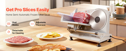 SucceBuy 6.7-8.7inch Meat Slicer Electric Deli Slicer Machine with two SUS420 Blades Food-Slicer for Meat Ham Baguett, Steak